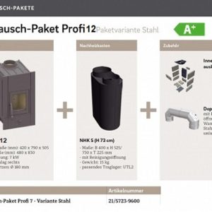 Olsberg Austauschpaket Profi 12 mit Nachheizkasten Stahl und Zubehör EEK A+