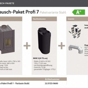 Olsberg Austauschpaket Profi 7 mit Nachheizkasten Stahl und Zubehör EEK A+