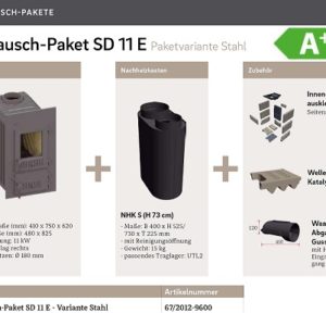 Schmid Austauschpaket SD 11 E mit Nachheizkasten Stahl und Zubehör EEK A+