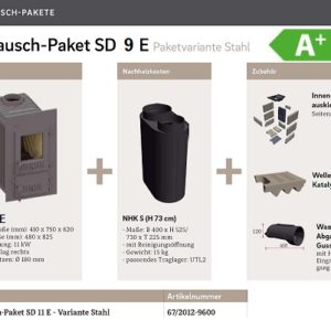 Schmid Austauschpaket SD 9 E mit Nachheizkasten Stahl und Zubehör EEK A +