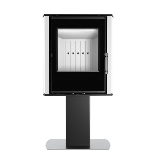 Modern Kamineinsatz KOVI auf einem Bein CANE White 6,5 kW