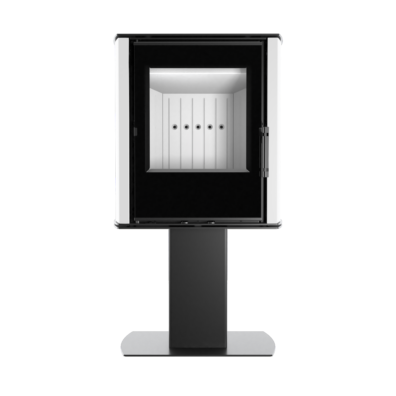 Modern Kamineinsatz KOVI auf einem Bein CANE White 6,5 kW