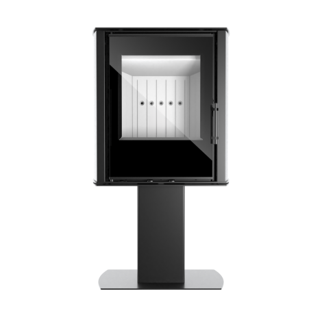 Modern Kamineinsatz KOVI auf einem Bein CANE Black 6,5 kW