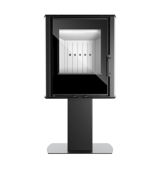 Modern Kamineinsatz KOVI auf einem Bein CANE Black 6,5 kW
