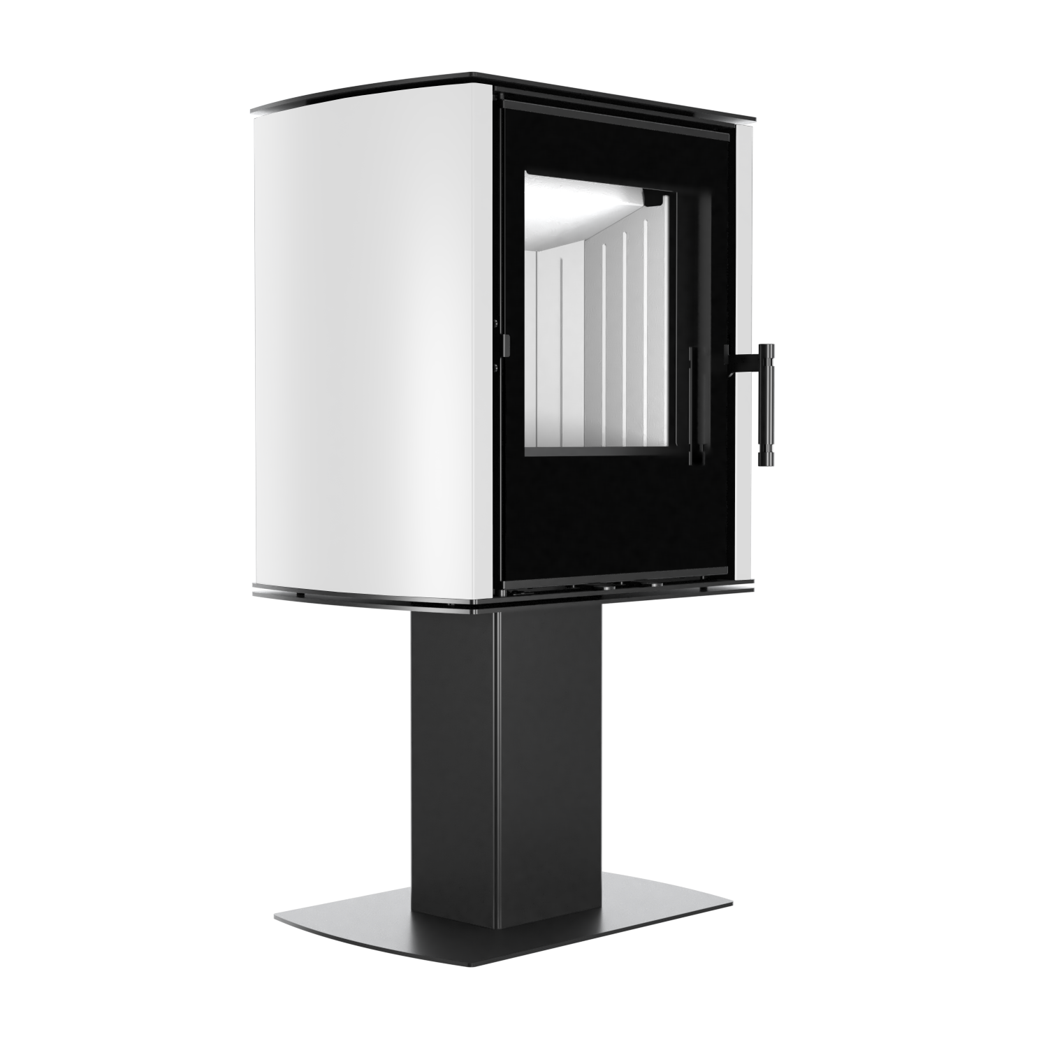 Modern Kamineinsatz KOVI auf einem Bein CANE White 6,5 kW – Bild 2