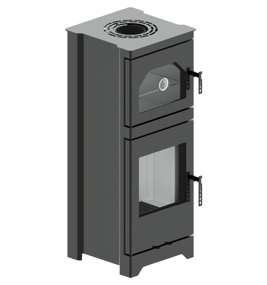 Modern Kamineinsatz KOVI Lynx O mit zusätzlichem Backofen 6,5 KW